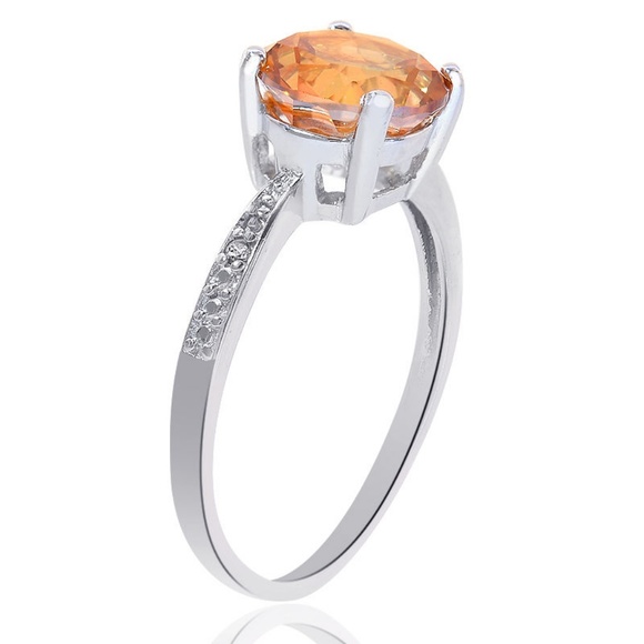 Sterling Silver Citrine and Diamond Accent Ring - Picture 2 of 4